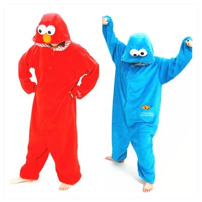 Cookie Monster Elmo Onesie Erwachsene Damen Herren Tier Cosplay Pyjamas Plusch