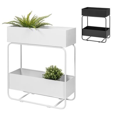 eluno Pflanzenständer, Multifunktionsregal mit 2 Ablagen, aus Metall