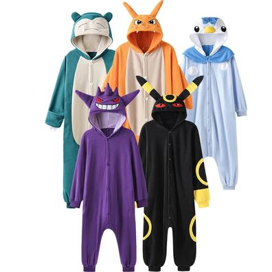 Charizard Gengar Umbreon Onesie Erwachsene Damen Tier Cosplay Pyjamas Plusch