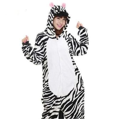 Zebra Kigurumi Onesie Erwachsene Tier Cosplay Pyjamas Plusch Flanell Winter