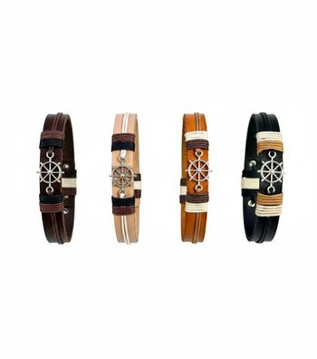 Maritime Lederarmbänder mit Steuerrad