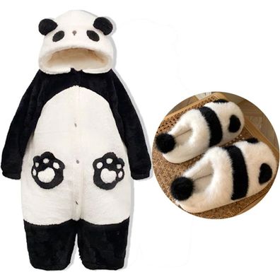 Panda Onesie Erwachsene Unisex Tier Cosplay Pyjamas Plusch Anime Jumpsuit Winter