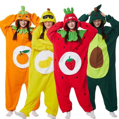 Kurbis Avocado Onesie Erwachsene Kinder Tier Cosplay Pyjamas Plusch Halloween