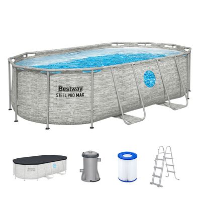 Steel Pro MAX™ Splashview™ Frame Pool Komplett-Set mit Filterpumpe 427 x 250 x