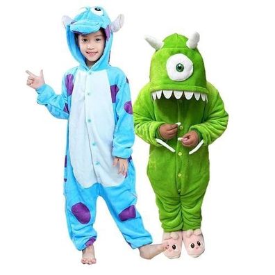 Sully Mike Onesie Kinder Tier Cosplay Pyjamas Plusch Winter Flanell Lustig