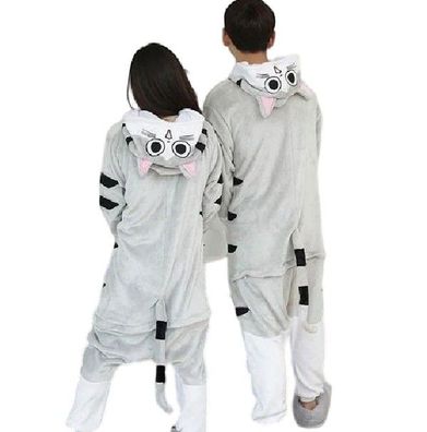 Katze Onesie Damen Herren Unisex Tier Cosplay Pyjamas Plusch Winter Homewear