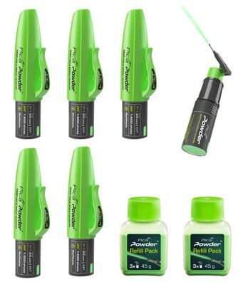 5 x Pica Powder Spraymarker Tieflochsprühmarker mit 360° Sprüharm + 2 x Nachfüllpu