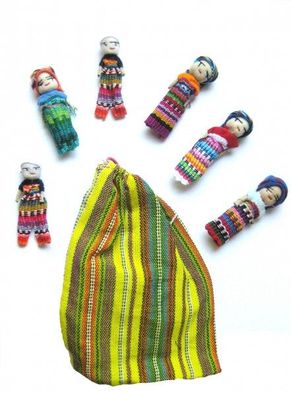 Sorgenpüppchen, 6 Stück im Beutel, gross, Sorgenpuppe, Sorgenfresser