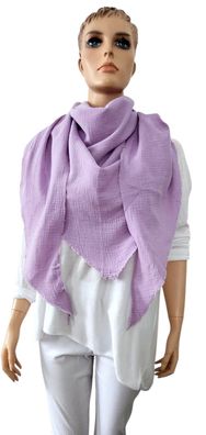 Italy Blogger XXL Dreieckstuch Schal Tuch Musselin 100% Baumwolle Fransen Flieder