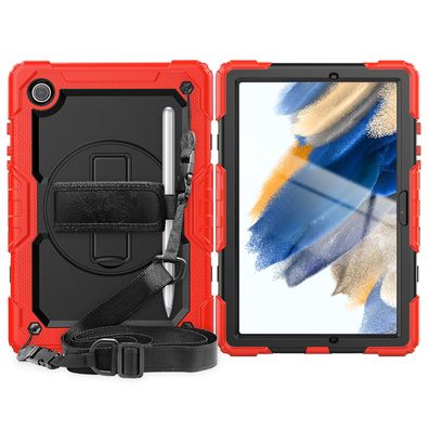4in1 Case für Samsung Tab A8 X200 X206 10.5 Hülle Stoßfest Schutz + Standfuß Rot