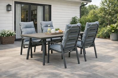 Destiny GARDA SAN MARINO Sitzgruppe 4 HL+Tisch 180x90cm, rechteckig, grau