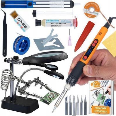 Rosfix Set Lötstation 80W LCD – 7in1 mit Dritte Hand LED | 180–500°C