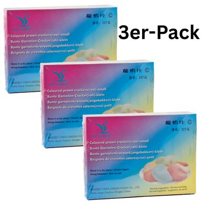 3er-Pack Skybird Bunte Garnelen-Cracker Garnelenchips Krupuk roh (klein) 227g