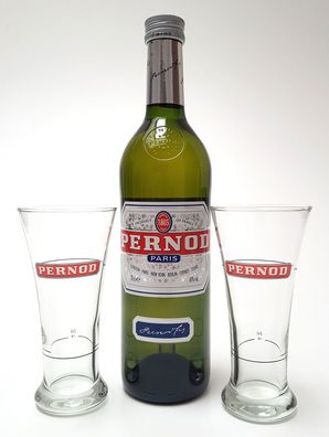 Pernod Set - Pernod 0,7l 700ml (40% Vol) + 2x Gläser 2cl geeicht