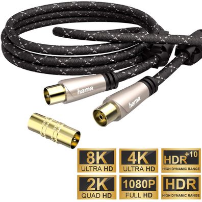 Hama 1,5m Antennen-Kabel 120db Koaxial-Kabel Koax-Kabel 8K 4K HD TV LED LCD OLED