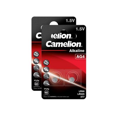 2x 2er Blister Camelion Knopfzellen Uhren Batterien AG4 Alkaline LR66 LR626 377