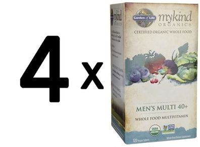 4 x Garden of Life Mykind Organics Men's Multi 40+ - 120 tabs