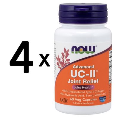 4 x NOW Foods UC-II Advanced Joint Relief - 60 vcaps