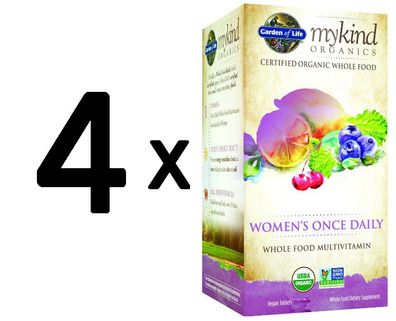 4 x Garden of Life Mykind Organics Women's Once Daily - 30 tabs