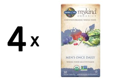 4 x Garden of Life Mykind Organics Men's Once Daily - 30 tabs