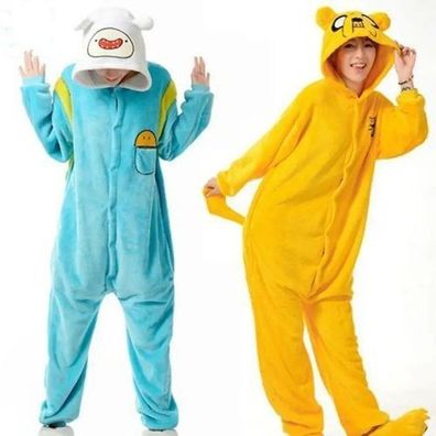 Finn Jake Onesie Erwachsene Tier Cosplay Pyjamas Plusch Halloween Abenteuer