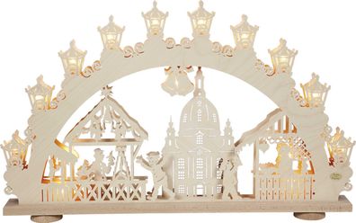 3D-Lichterbogen "Dresdner Striezelmarkt",15-flammig el. beleuchtet 66x39x6cm NEU