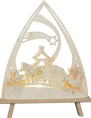 Lichterspitze Weihnachtsmann mit Geschenkesack LED-Beleuchtung natur BxHxT 30x