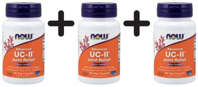 3 x NOW Foods UC-II Advanced Joint Relief - 60 vcaps