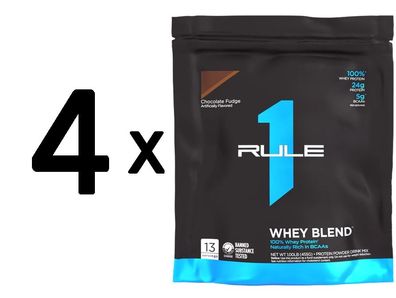 4 x Rule One R1 Whey Blend, Chocolate Fudge - 455g