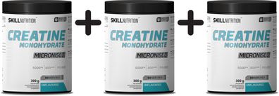 3 x Skill Nutrition Micronised Creatine Monohydrate, Unflavoured - 300g
