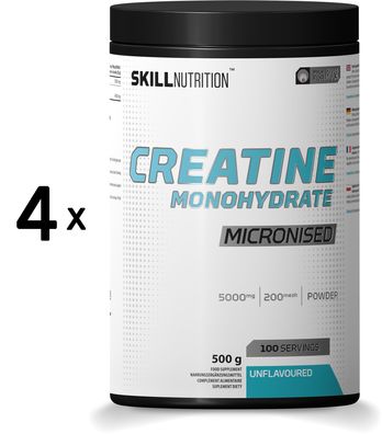 4 x Skill Nutrition Micronised Creatine Monohydrate, Unflavoured - 500g