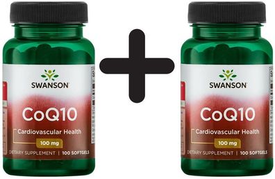 2 x Swanson CoQ10, 100mg - 100 softgels
