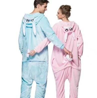3D Hase Kigurumi Onesie Erwachsene Tier Cosplay Pyjamas Plusch Flanell Familie