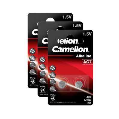 3x 2er Blister Camelion Knopfzellen Uhren Batterien AG7 AlkalineLR57 LR927 395