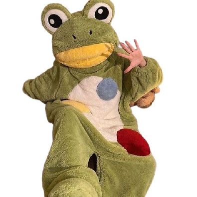 Frosch Onesie Damen Tier Cosplay Pyjamas Plusch Coral Fleece Homewear
