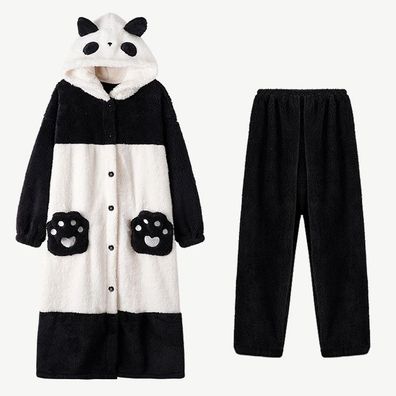 Panda Plusch Onesie Erwachsene Tier Cosplay Pyjamas Plusch Winter Nachtkleid