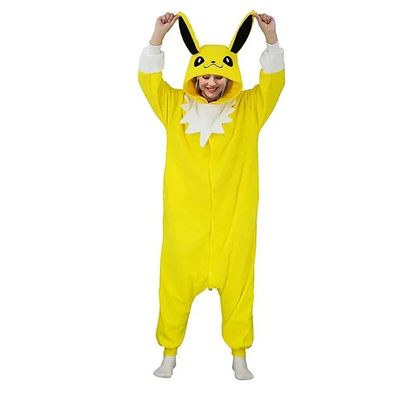 Jolteon Kigurumi Onesie Erwachsene Damen Herren Tier Cosplay Pyjamas Plusch Halloween
