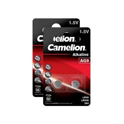 2x 2er Blister Camelion Knopfzellen Uhren Batterien AG9 Alkaline LR45 LR936 394