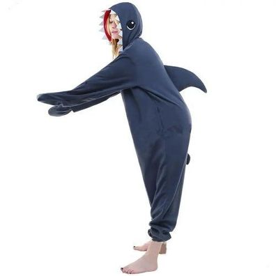 Grauer Hai Kigurumi Onesie Erwachsene Tier Cosplay Pyjamas Plusch Halloween Party