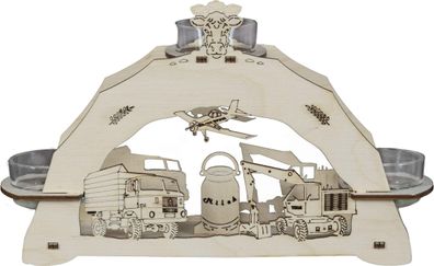 Teelichthalter Agrar-Motiv für 3 Teelichter BxHxT 23x13x6,5cm NEU Lichterbogen