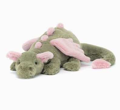 Jellycat Amuseables brandneues, weiches Plüsch-Drachenspielzeug, grün, 50 cm