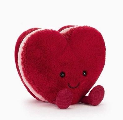 Jellycat Amuseables Neues weiches Plüschherz Macaron Rot 15cm
