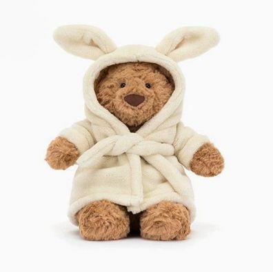Jellycat Amuseables Neuer weicher Plüsch-Bademantel im Barcelona-Bären-Stil, 28 cm