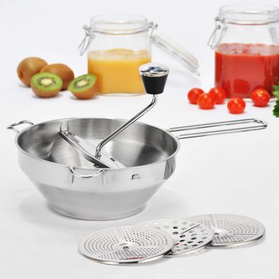 Passiermühle Edelstahl Passiergerät 3 Einsätze Passiersieb Passier-Sieb Küchensieb