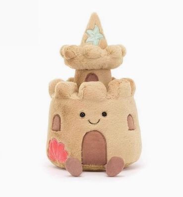 Jellycat Amuseables Neues weiches Plüsch-Strandschloss 25 cm