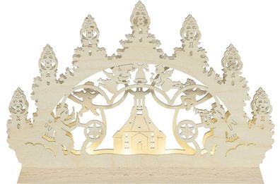 Schwibbogen Seiffener Kirche LED natur BxHxT 23,5x16x3cm NEU Lichterbogen Fens