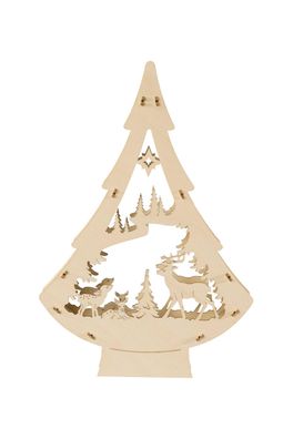 LED-Lichterbaum "Rehe im Wald" für Batteriebetrieb mit Timer BxHxT 20,5x30x4cm