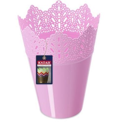 KADAX Spitzen-Blumentopf aus Kunststoff, 12 cm, Hoch, Rosa