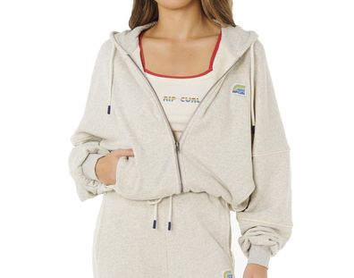 RIP CURL Women Hoodie Surf Side Spliced Zip Through grey marle