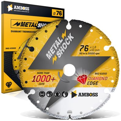 Diamanttrennscheibe 76 x 1,8 x 10 für Metall/Stein/GFK